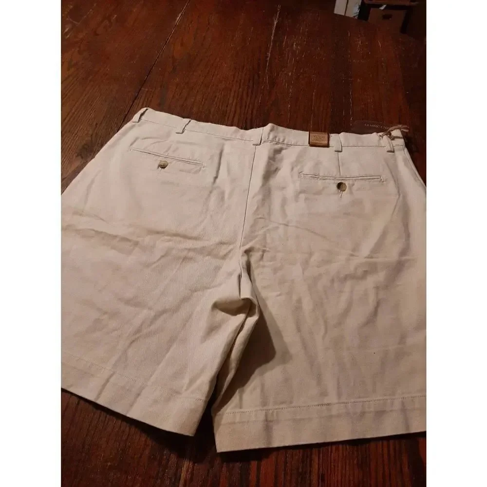 New Size 40 Steve & Barry's High Waist Classic Chino Cotton Khaki Tan Shorts NWT